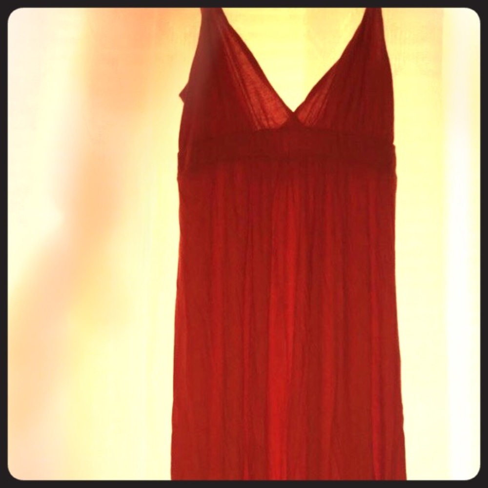 Tangerine v neck maxi high low dress